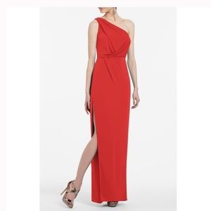 BCBGMAXAZRIA Red One Shoulder Gown - Like New!